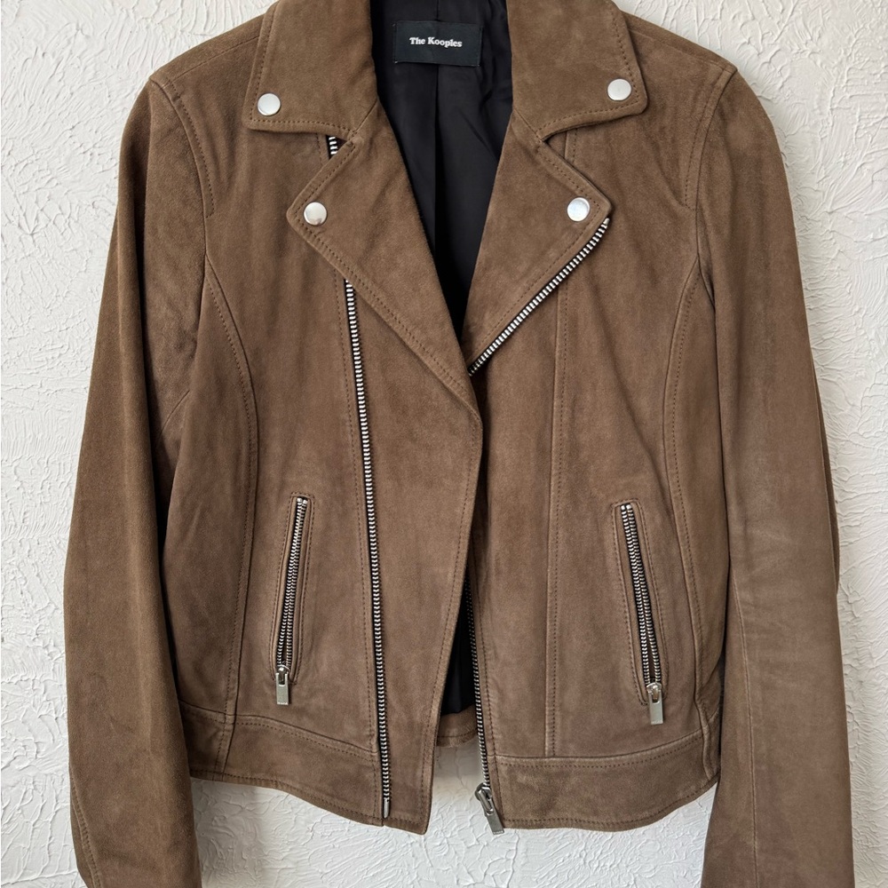 The Kooples Tan Suede Biker Jacket